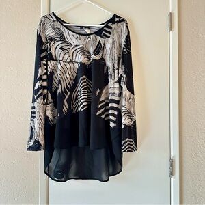 Bali TunicTop, XL, Black & White Abstract